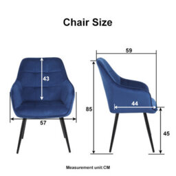 Simpa 2Pc Grey Velvet Modern Contemporary Tub Accent Dining Chairs - thumbnail 6