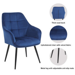 Simpa 2Pc Grey Velvet Modern Contemporary Tub Accent Dining Chairs - thumbnail 5