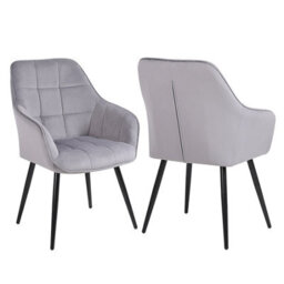 Simpa 2Pc Grey Velvet Modern Contemporary Tub Accent Dining Chairs - thumbnail 2
