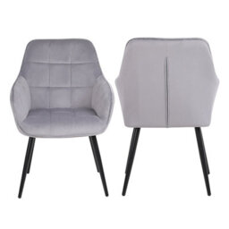 Simpa 2Pc Grey Velvet Modern Contemporary Tub Accent Dining Chairs - thumbnail 4