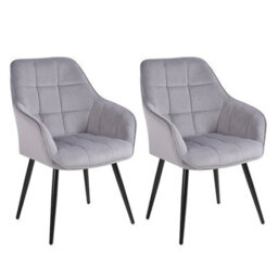 Simpa 2Pc Grey Velvet Modern Contemporary Tub Accent Dining Chairs - thumbnail 1
