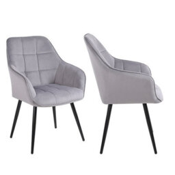 Simpa 2Pc Grey Velvet Modern Contemporary Tub Accent Dining Chairs - thumbnail 3