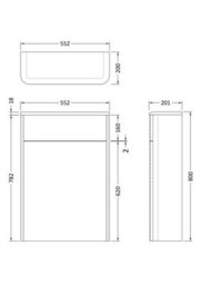 Hudson Reed Sarenna Floor Standing Wc Unit, Moon White Smooth Matt Finish, 550 X 200 X 800mm - thumbnail 4
