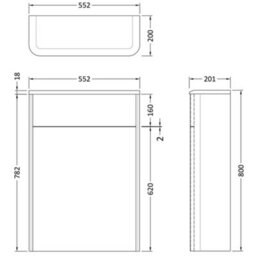 Hudson Reed Sarenna Floor Standing Wc Unit, Moon White Smooth Matt Finish, 550 X 200 X 800mm - thumbnail 3