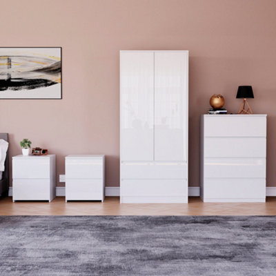 Lassic Vida Designs Glinton 4 Piece White Fsc Bedroom Set - (4 Drawer Chest, 2 Door Wardrobe, 2 Drawer Bedside Chest X2) - image 1