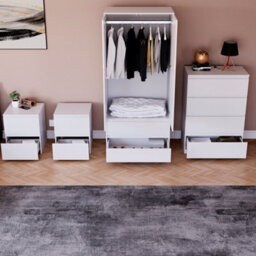 Lassic Vida Designs Glinton 4 Piece White Fsc Bedroom Set - (4 Drawer Chest, 2 Door Wardrobe, 2 Drawer Bedside Chest X2) - thumbnail 3