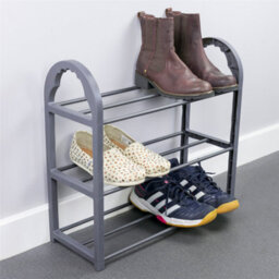 Kct Shoe Rack 3 Tier Small Storage Shelf Stand Metal Plastic Compact Space Saving Slim Portable Narrow Organiser Lightweight Unit - thumbnail 2