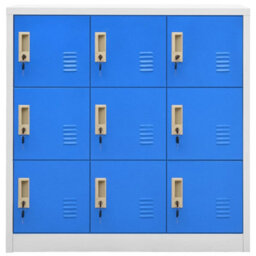Berkfield Modern Locker Cabinets 5 Pcs Light Grey And Blue 90X45X92.5 Cm Steel - thumbnail 3
