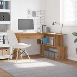 Berkfield Corner Desk Artisan Oak 200.5X50X76 Cm Engineered Wood - thumbnail 3