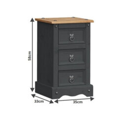 Mercers Furniture Corona Charcoal Narrow Bedside - thumbnail 4