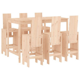 Berkfield 7 Piece Garden Bar Set Solid Wood Pine - thumbnail 2