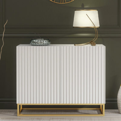 Creative Furniture Ripple Sideboard 100Cm - White With Fluted Doors - image 1