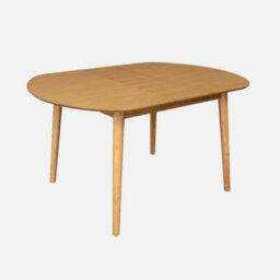 Sweeek - Oval Extendable Dining Table Rubberwood And Oak Veneer 4-6 Seats Natural 140X100X75 Cm - Lisa - thumbnail 1