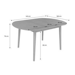 Sweeek - Oval Extendable Dining Table Rubberwood And Oak Veneer 4-6 Seats Natural 140X100X75 Cm - Lisa - thumbnail 6