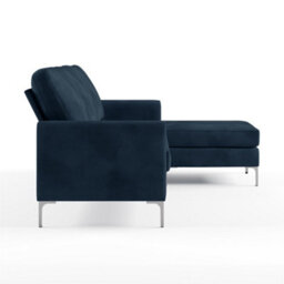 Novogratz Chapman Sectional Sofa In Velvet Blue - thumbnail 3