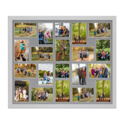 AK Frames 80X70Cm Silver Modern Multi Photo Frame With Mid Grey Mount - Holds 20 Apertures (18X) 6X4, (2X) 4X4 Photos - thumbnail 1