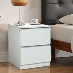 2 Drawers Bedside End Table Nightstand Cabinet Home Bedroom Storage White Modern - thumbnail 4