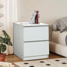 2 Drawers Bedside End Table Nightstand Cabinet Home Bedroom Storage White Modern - thumbnail 5