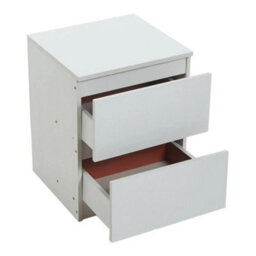 2 Drawers Bedside End Table Nightstand Cabinet Home Bedroom Storage White Modern - thumbnail 3