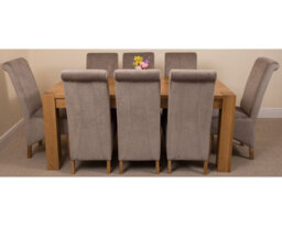 That's Furniture Kuba 180 X 90 Cm Chunky Oak Dining Table And 8 Chairs Dining Set With Montana Grey Fabric Chairs - thumbnail 2