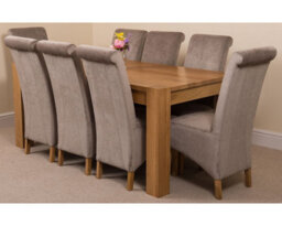 That's Furniture Kuba 180 X 90 Cm Chunky Oak Dining Table And 8 Chairs Dining Set With Montana Grey Fabric Chairs - thumbnail 1