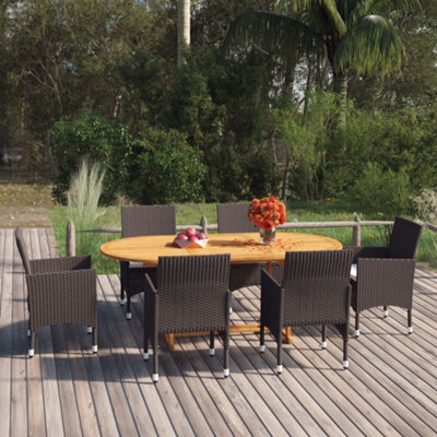 Berkfield 7 Piece Garden Dining Set With Cushions Brown - image 1