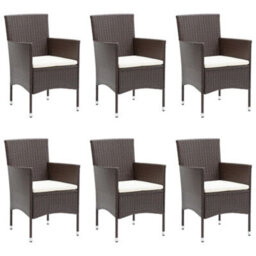 Berkfield 7 Piece Garden Dining Set With Cushions Brown - thumbnail 3