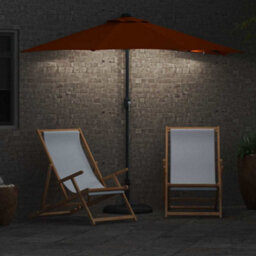 Berkfield Modern Garden Parasol With Led Strip Lights Terracotta Fabric - thumbnail 4