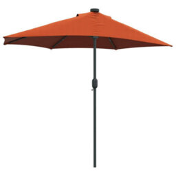 Berkfield Modern Garden Parasol With Led Strip Lights Terracotta Fabric - thumbnail 7