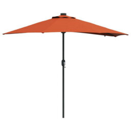 Berkfield Modern Garden Parasol With Led Strip Lights Terracotta Fabric - thumbnail 1