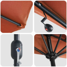 Berkfield Modern Garden Parasol With Led Strip Lights Terracotta Fabric - thumbnail 8