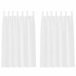 Berkfield Curtains With Curtains 2 Pcs White Polyester - thumbnail 2
