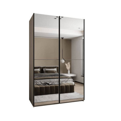 Arte Trosa Ii Cashmere Mirrored Sliding Door Wardrobe W1600mm H2450mm D640mm With Black Steel Handles - image 1