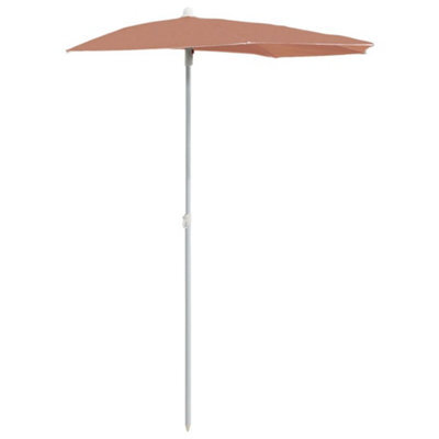 Vidaxl Garden Half Parasol With Pole 180X90 Cm Terracotta - image 1