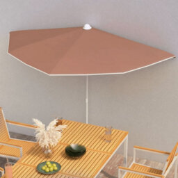Vidaxl Garden Half Parasol With Pole 180X90 Cm Terracotta - thumbnail 2