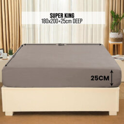 Aspire Homeware Beige Fitted Sheet-(25Cm) Deep Hotel Quality -Breathable Fitted Bed Sheets Super King (L)200Cm X (W)180Cm - thumbnail 7