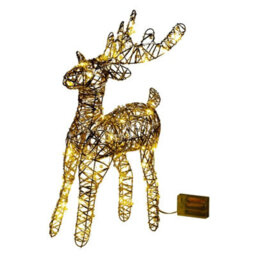 Urbn-Living Urbnliving 50Cm Led Light Up Reindeer Gold Pearl Plastic Rattan Wire Frame Christmas Home Decorations - thumbnail 2