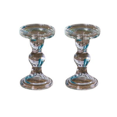 Glass Candle Holders - Clear (Large) - Set Of 2 - image 1