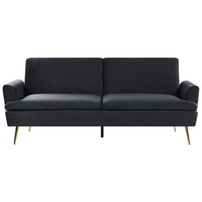 Beliani Sofa Bed 3 Seater Vettre Velvet Black - image 1