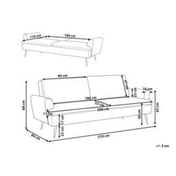 Beliani Sofa Bed 3 Seater Vettre Velvet Black - thumbnail 3