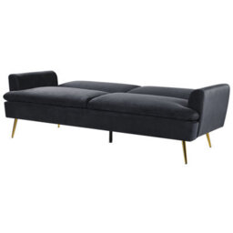 Beliani Sofa Bed 3 Seater Vettre Velvet Black - thumbnail 6