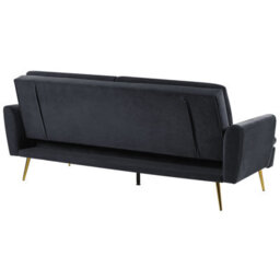 Beliani Sofa Bed 3 Seater Vettre Velvet Black - thumbnail 7