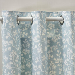 Catherine Lansfield Brooke Floral 90X90 Inch Lined Eyelet Curtains Two Panels Duck Egg Blue - thumbnail 1