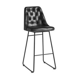 Carlant Bar Stool - Leather - Vintage Black