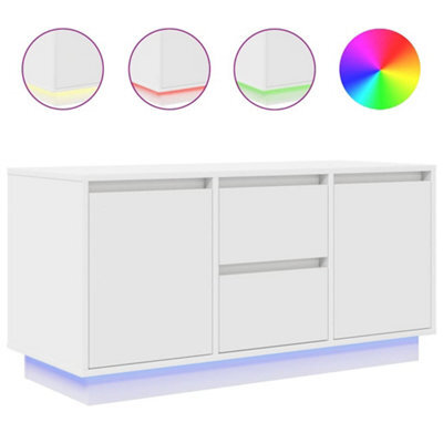 Berkfield Durable Tv Cabinet With Led Lights White 100X41X50 Cm