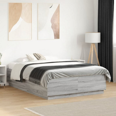 Berkfield Bed Frame With Led Without Mattress Grey Sonoma 120X190 Cm Small Double - image 1
