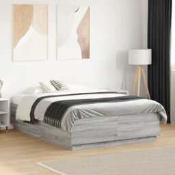 Berkfield Bed Frame With Led Without Mattress Grey Sonoma 120X190 Cm Small Double - thumbnail 1
