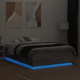 Berkfield Bed Frame With Led Without Mattress Grey Sonoma 120X190 Cm Small Double - thumbnail 4