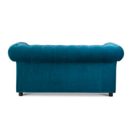 Furnishings For Less UK Ashbourne Chesterfield Large Indigo Blue Velvet Fabric 2 Seater Sofa Studded Design - thumbnail 3