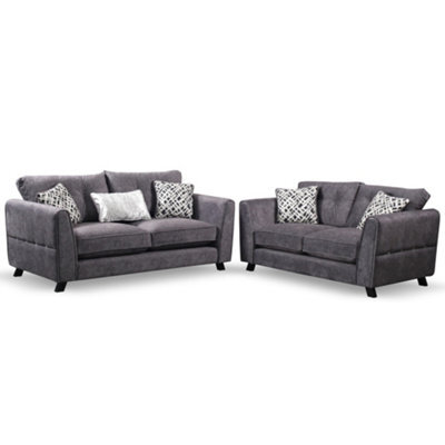 Serena 3+2 Fabric Grey Sofa Set - Foam Seating - Wooden Feet - 3 Seater - 2 Seater - image 1